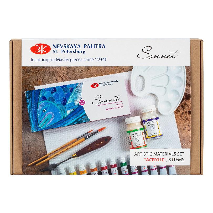 Artistic materials set "Acrylic", "Sonnet", 8 items
