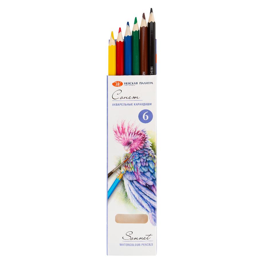 A set of watercolor pencils "Sonnet", 6 colors