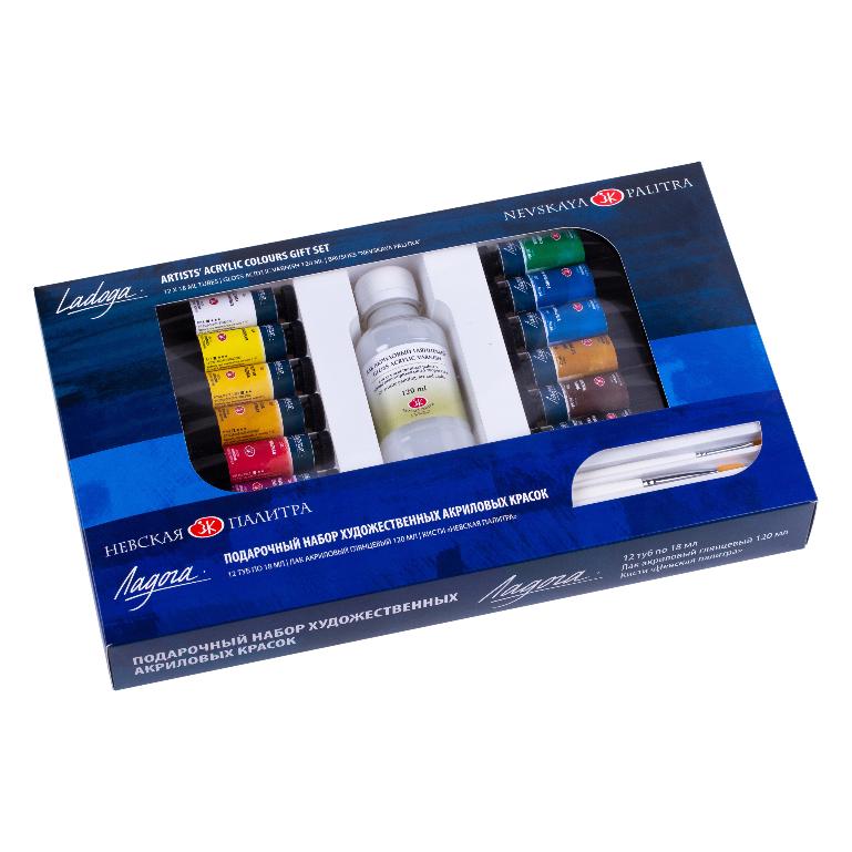 Gift acrylic painting set "Ladoga", 12 colours